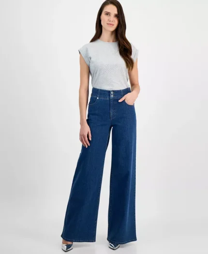 Women's High-Rise Wide-Leg Jeans, Created for Macy's